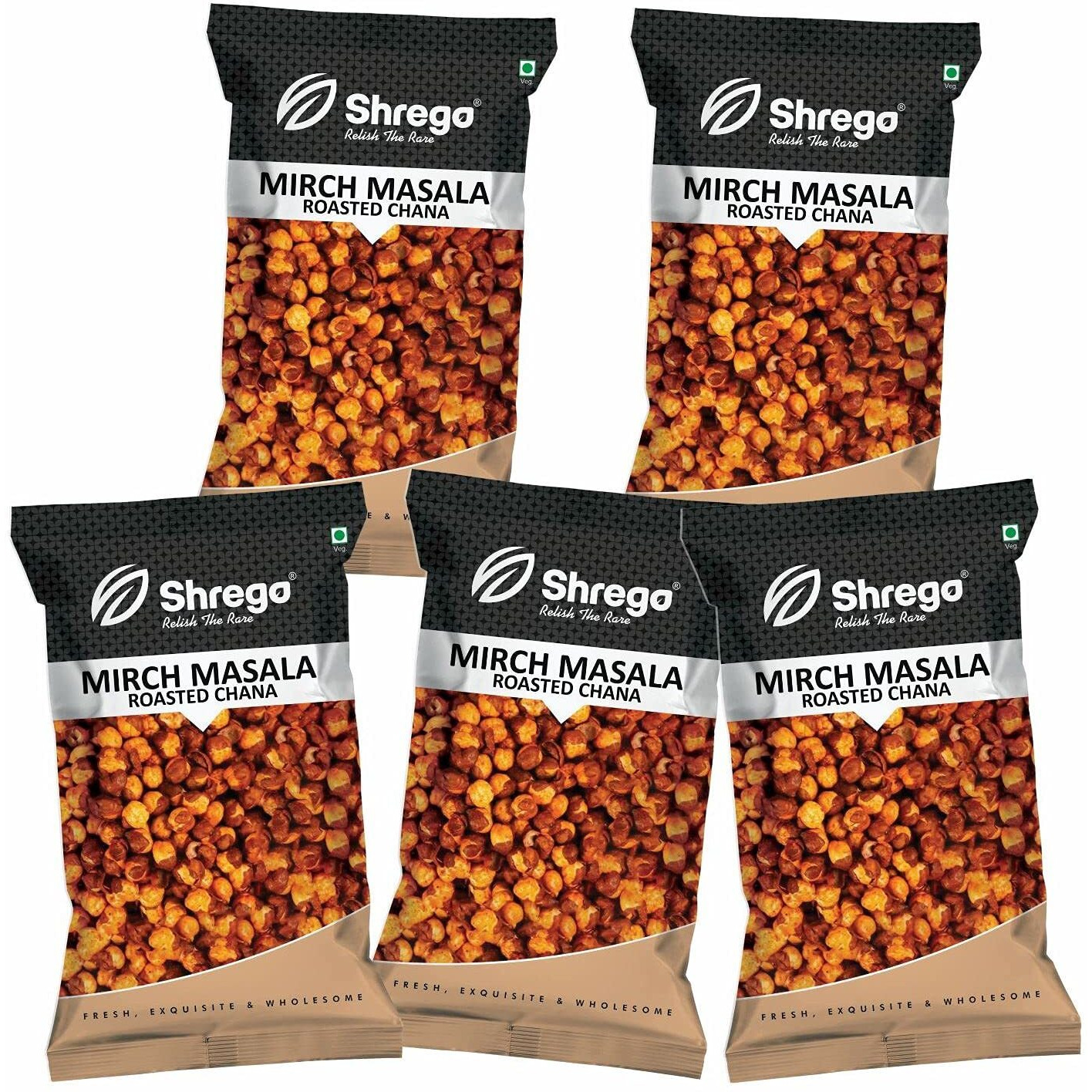 SHREGO Mirch Masala Roasted Chana, Snack and Namkeen, Vacuum Packed (750 Gm)