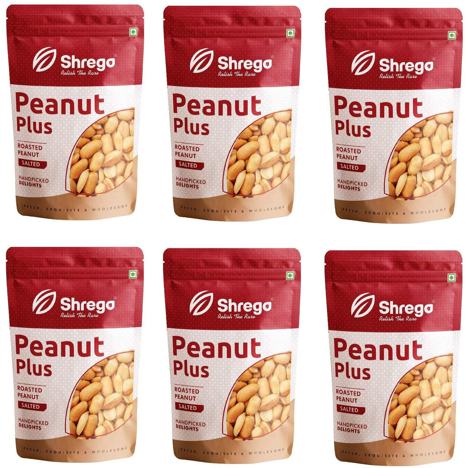 SHREGO Peanut Plus Roasted Peanut Salted 1080G, Snacks and Namkeen (6X180G Vacuum Packed)