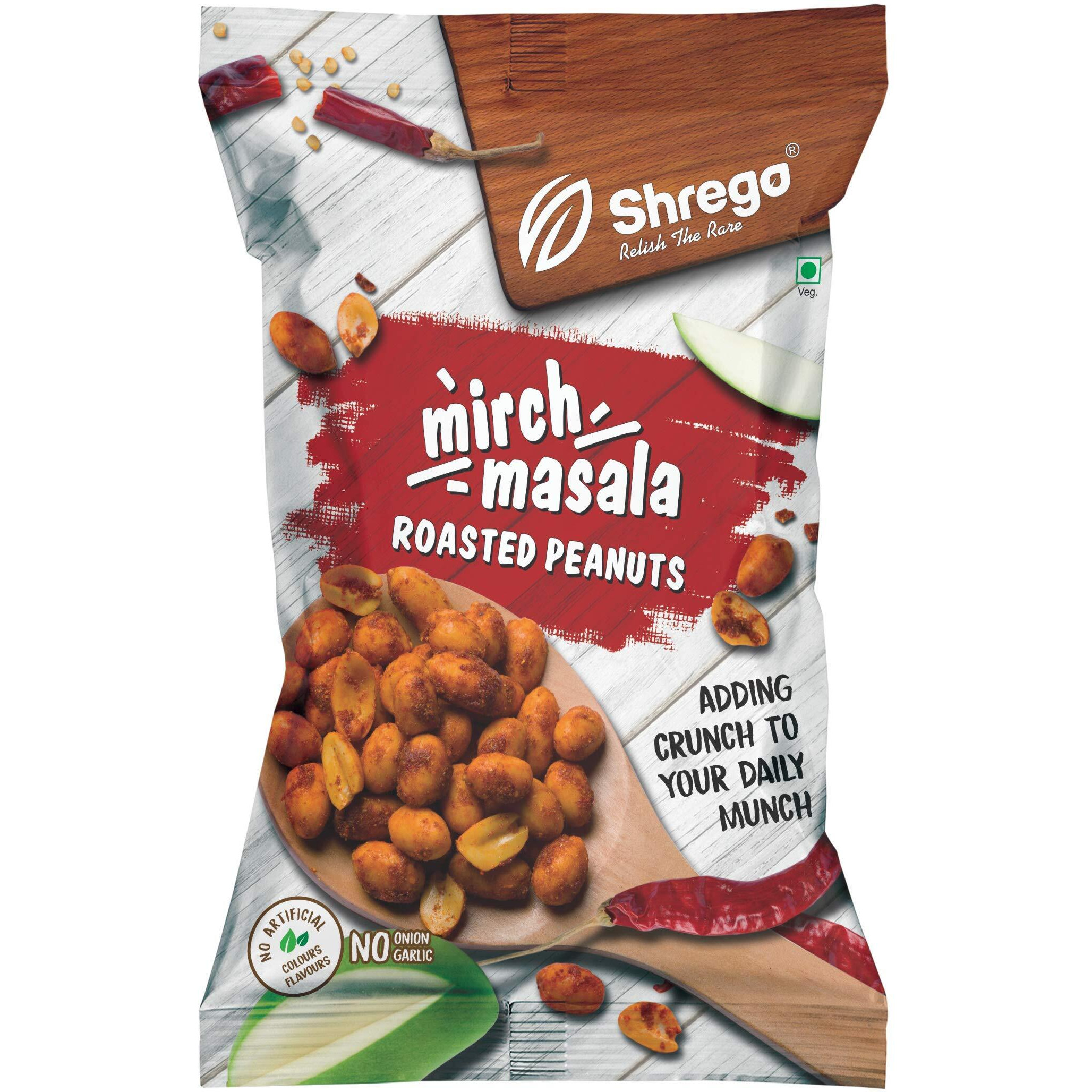 SHREGO Mirch Masala Roasted Peanuts, Healthy Namkeen and Snacks, Pack of 5, 700G (5X140G)