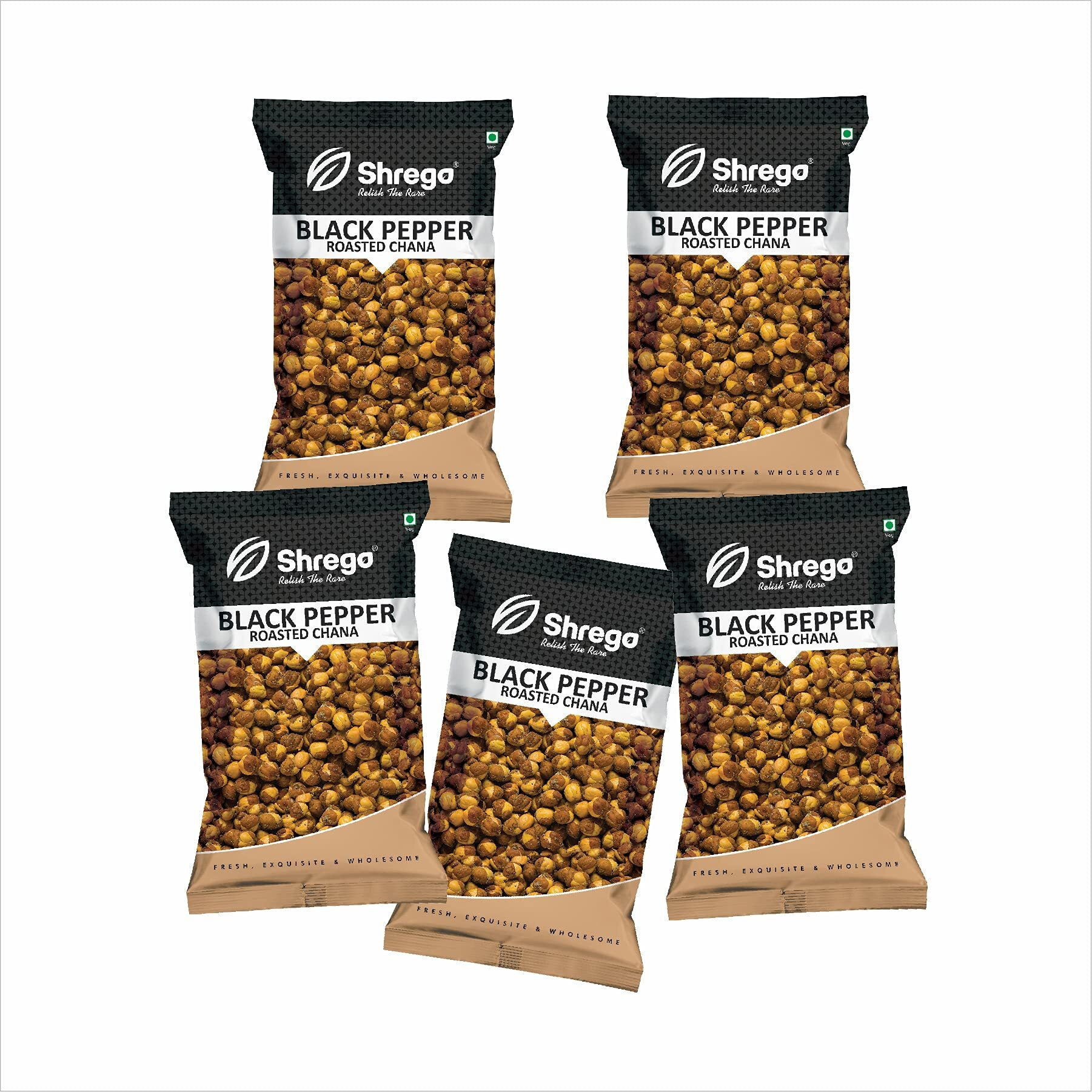 SHREGO Black Pepper Roasted Chana, Snack and Namkeen, Vacuum Packed (750 Gm)