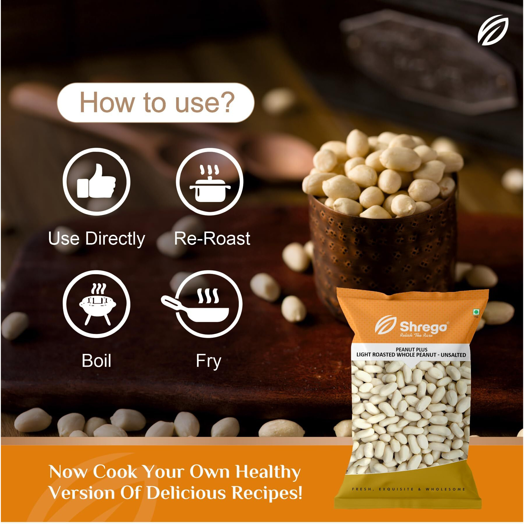 SHREGO Peanut Plus Light Roasted Whole Peanuts Unsalted, Snacks and Namkeen (2X750G Vacuum Packed) (1500 Gm)