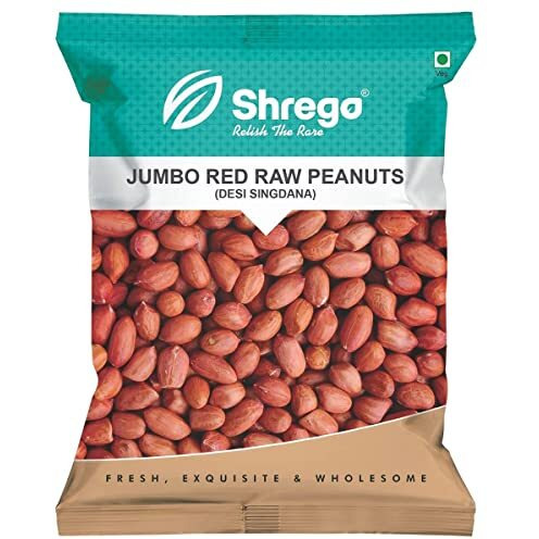 SHREGO Jumbo Raw Peanut, Desi Singdana, Red Peanuts 1050G (3X350G Vacuum Packed)
