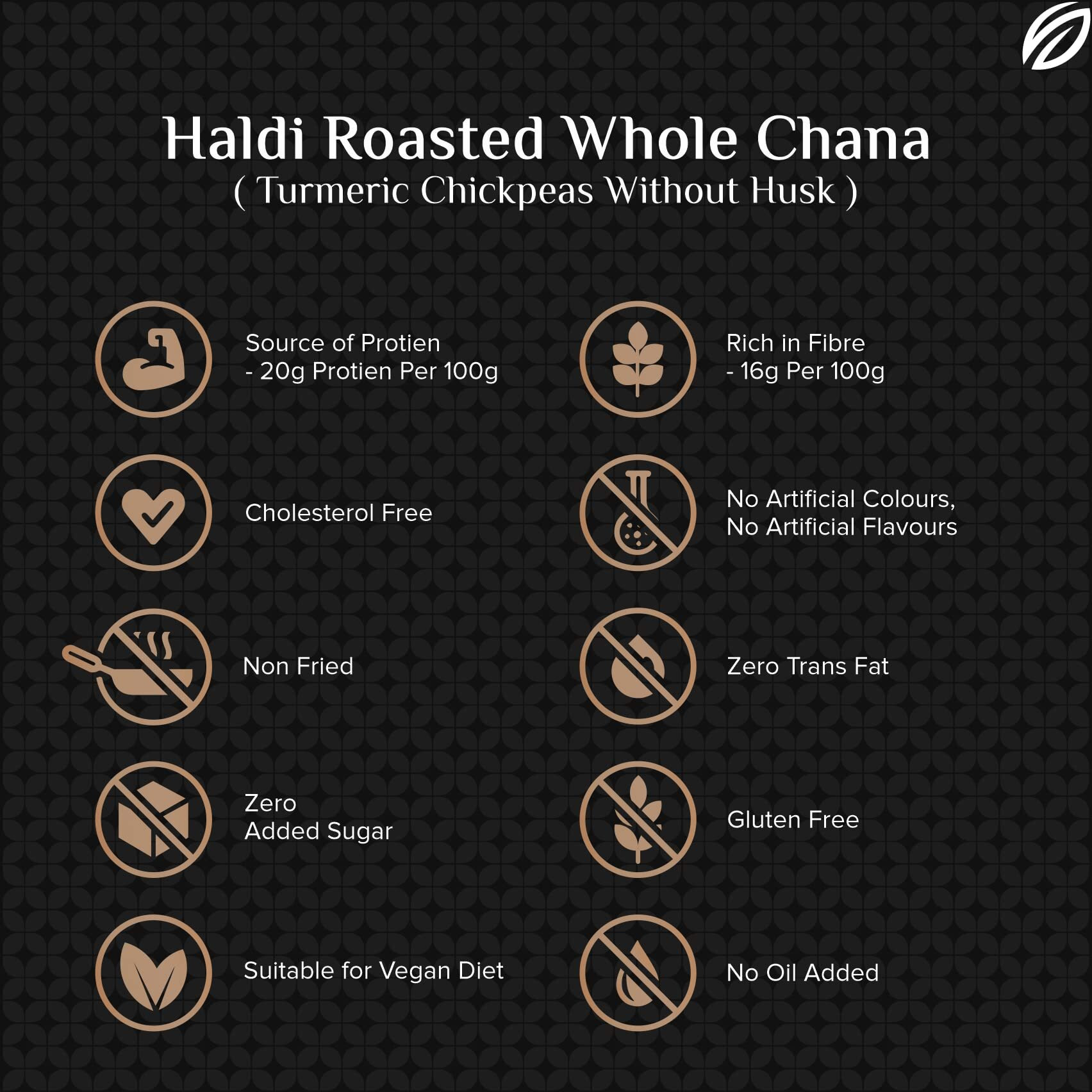 Shrego Haldi Roasted Whole Chana (Turmeric Chickpeas Without Husk) Vacuum Packed (1400 gm)