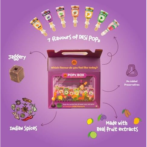 GO DESi Popz Trial Pack, Gourmet Gift Hamper, Assorted Candy Gift Box, Tangy Imli, Kaccha Aam, Real Aam