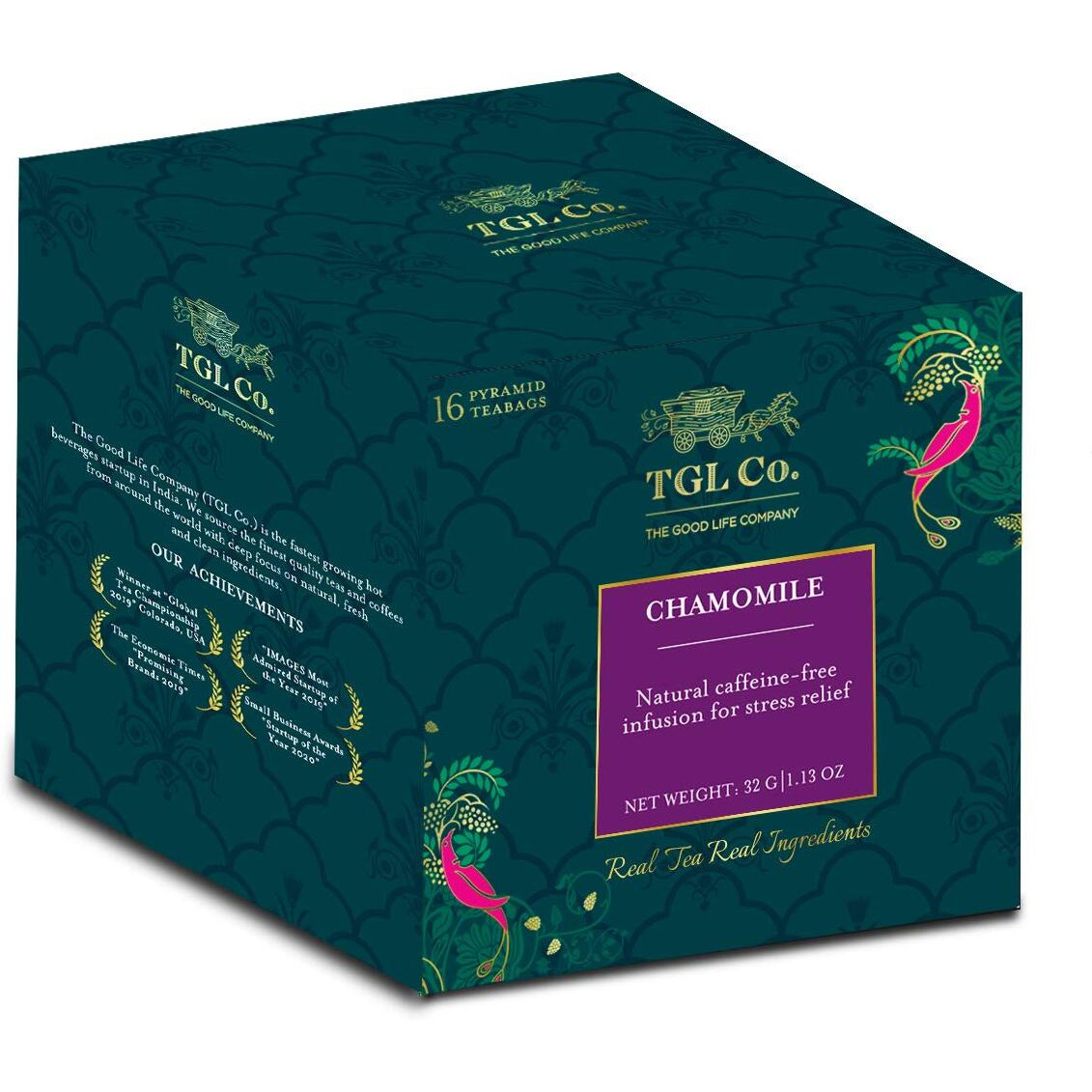 TGL Co. Chamomile Green Tea- 16 Tea Bags | Improve Sleep | Reduce Anxiety | Promote Digestive Health