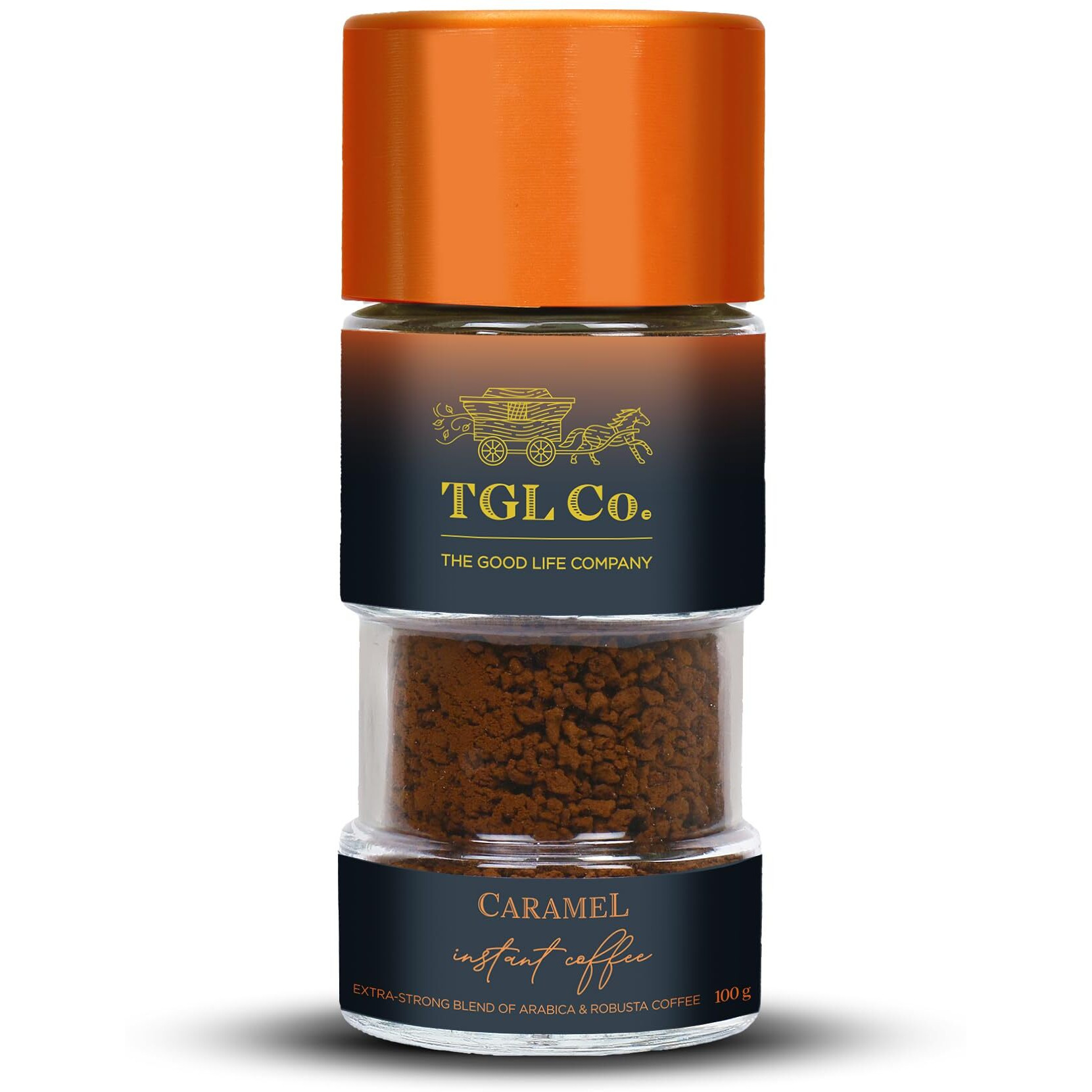 TGL Co. The Good Life Company Caramel Flavoured Instant Coffee (100 Gm) | Anti Oxidant | Boost Energy | No Artificial Flavour, Powder, Bottle