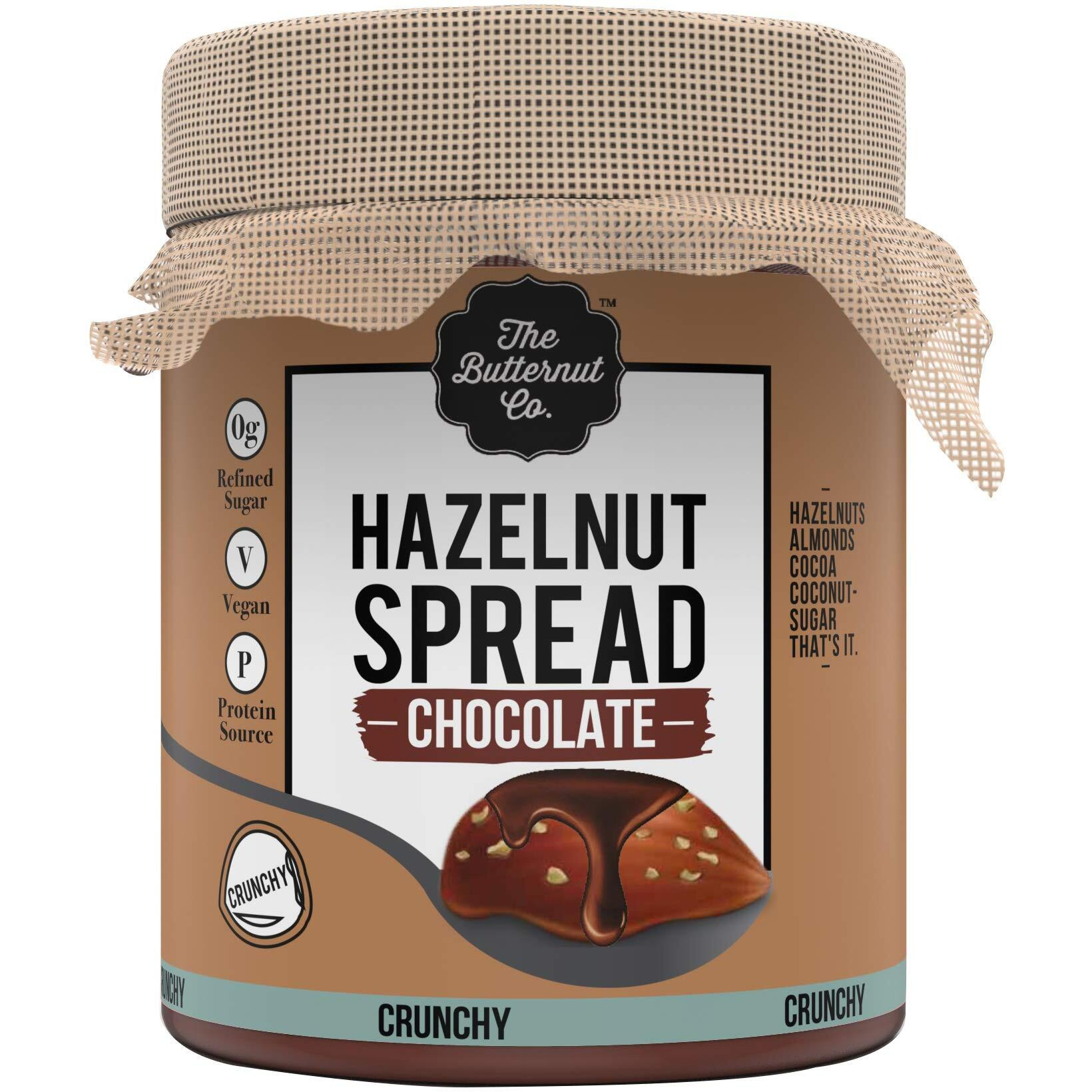 The Butternut Co. Chocolate Hazelnut Spread, 200 gm Crunchy (No Refined Sugar, Vegan, No Preservatives)