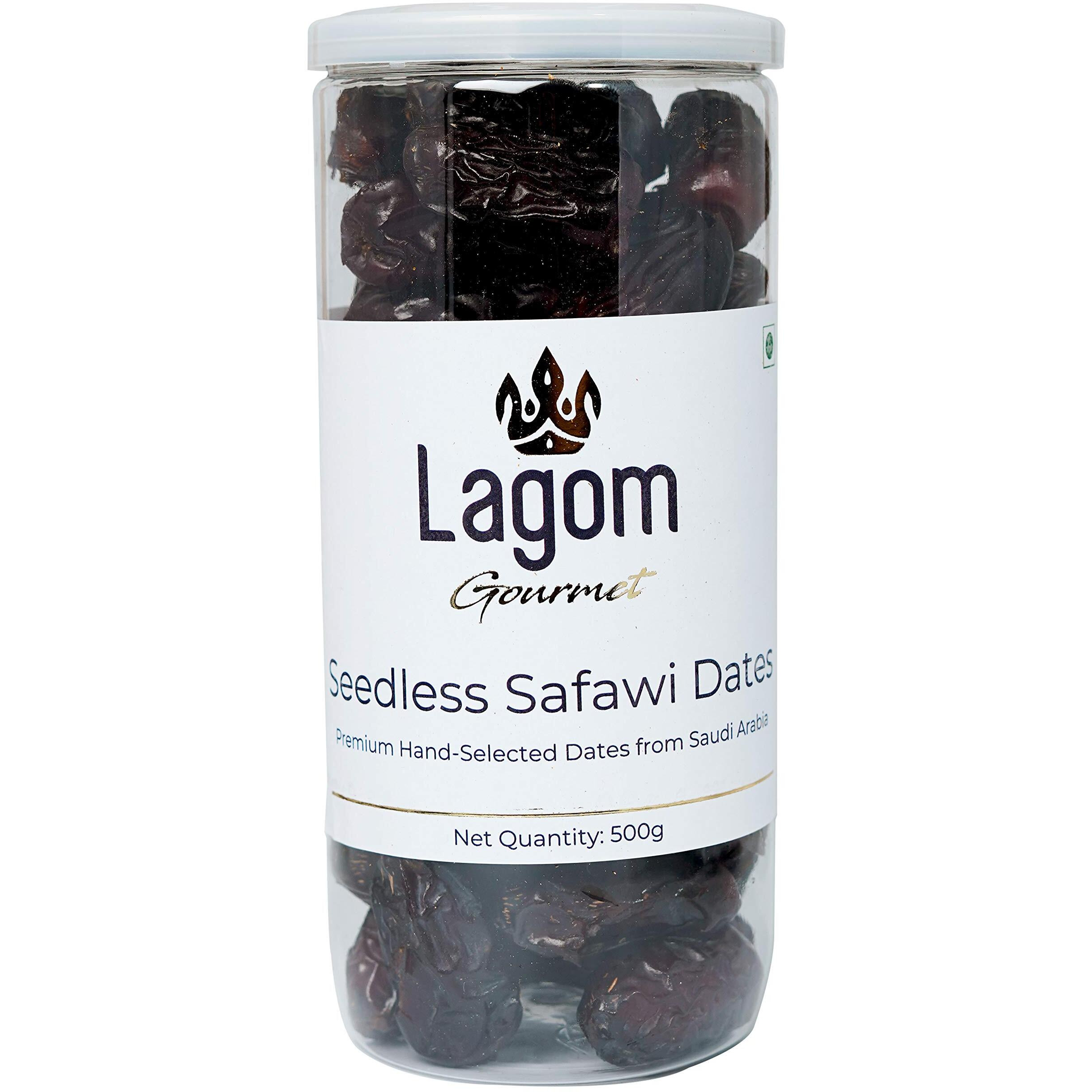 Lagom Gourmet Seedless Safawi Dates 500G,Saudi Arabia Dates,All Natural,No Preservatives,No Added Sugar,Gluten Free,Vegan,Plant Based,Non Gmo,Dates Dry Fruits,Khajur,Khajoor,Khejur