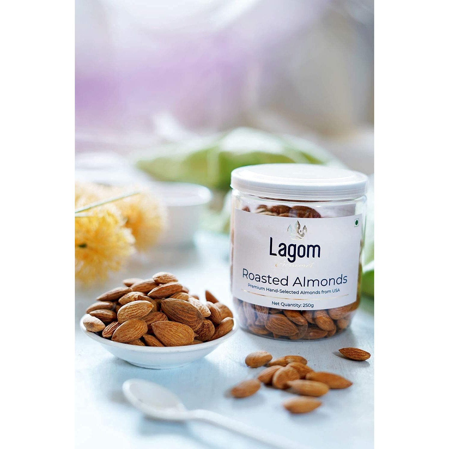 Lagom Gourmet Roasted Almonds 250G | Lightly Salted | Dry Roasted | No Oil Used | Roasted To Perfection | No Preservatives | No Artificial Flavors | Gluten Free | Non Gmo | Nuts Dry Fruits