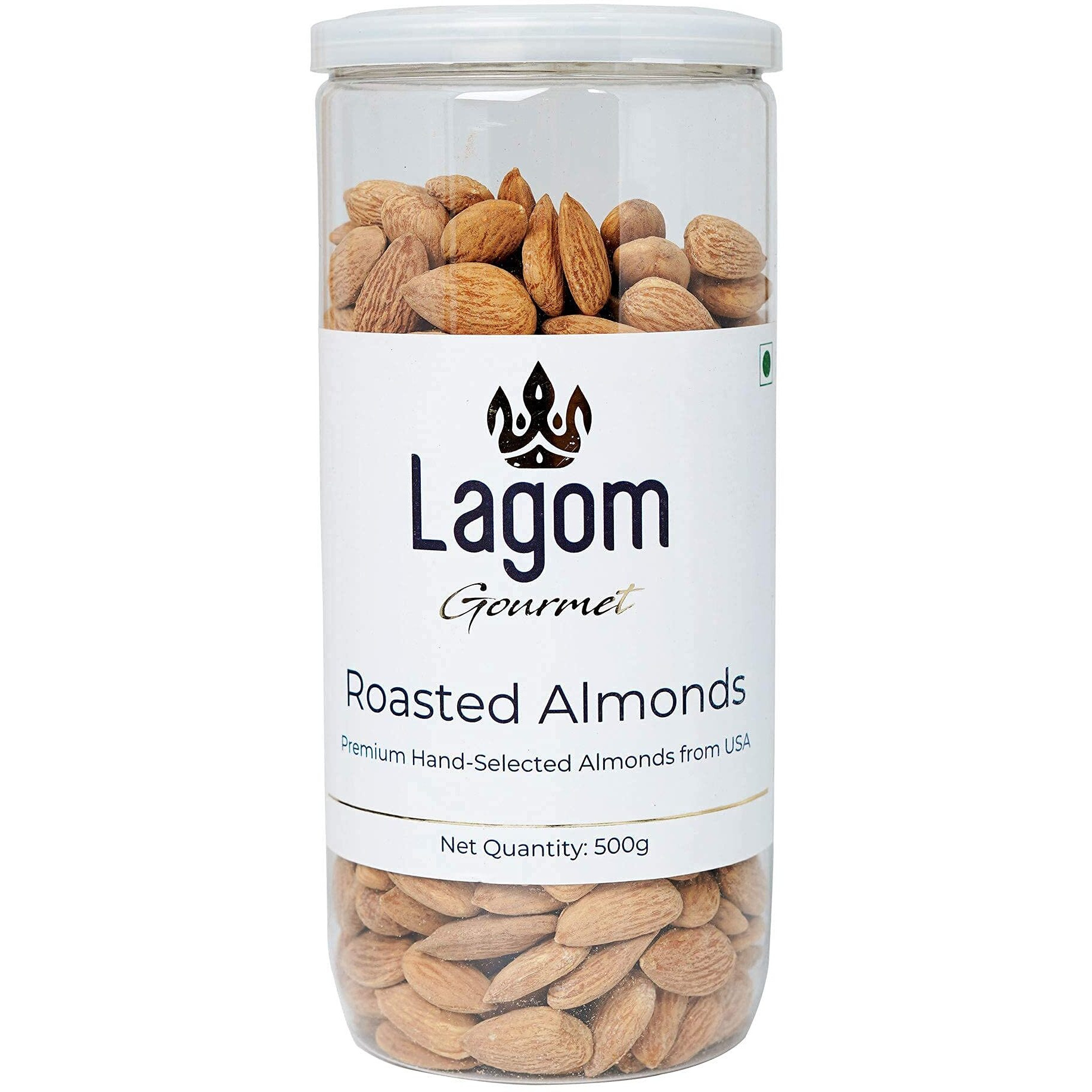 Lagom Gourmet Roasted Almonds 500G,Lightly Salted,Dry Roasted,No Oil Used,Roasted To Perfection,No Artificial Flavors,Gluten Free,Vegan,Non Gmo,Nuts Dry Fruits,California Almonds,Salted Almonds,Badam