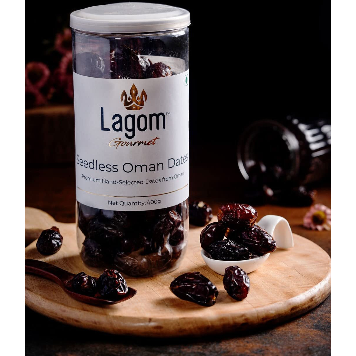 Lagom Gourmet Seedless Omani Dates 400g | All Natural | No Preservatives | No Added Sugar | Gluten Free | Vegan | Plant Based | Non GMO | Dates Dry Fruits | Khajur | Khajoor | Khejur