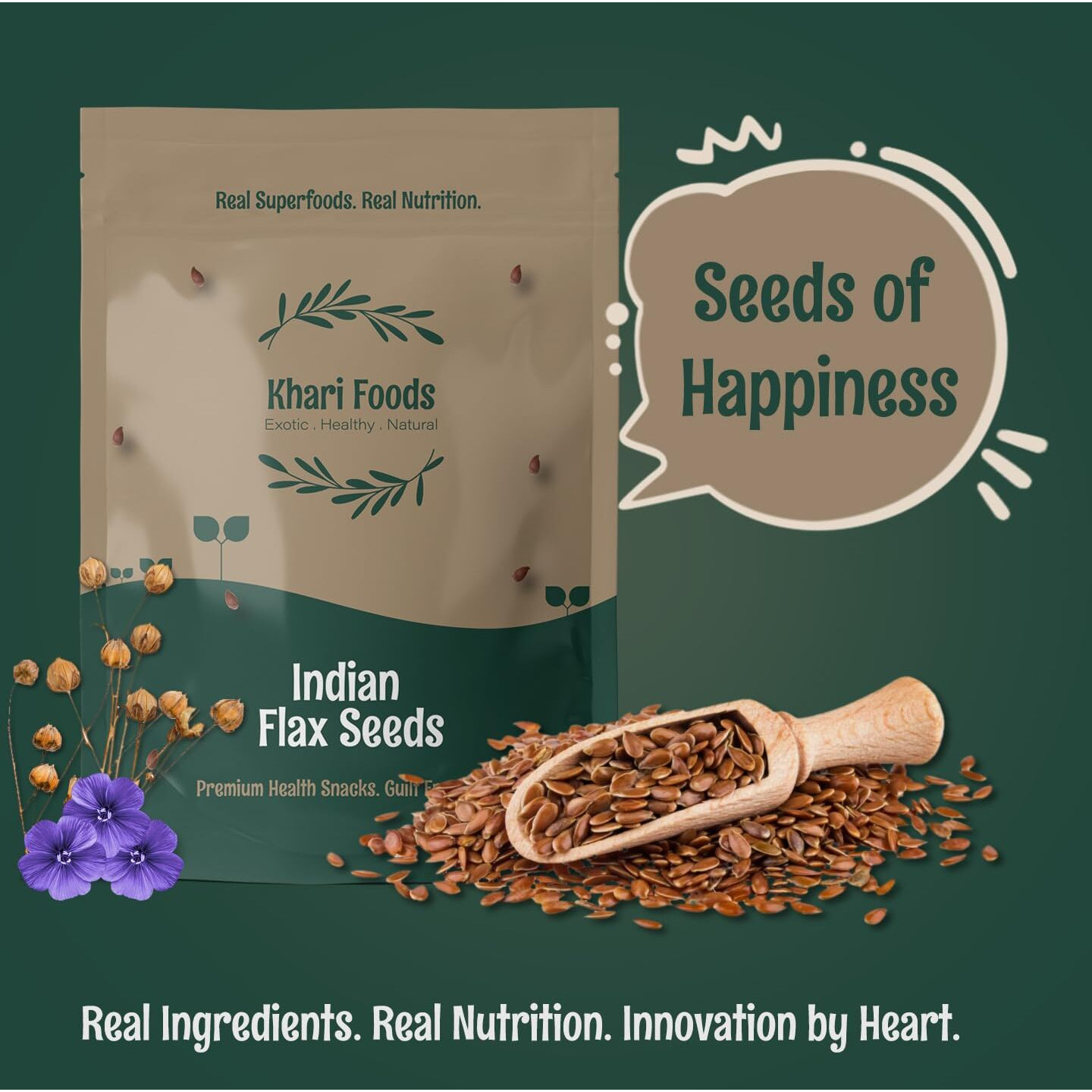 Khari Foods Organic Flax Seeds 1kg, Fat Loss, Omega 3 & Anti-oxidants Rich, Gluten Free