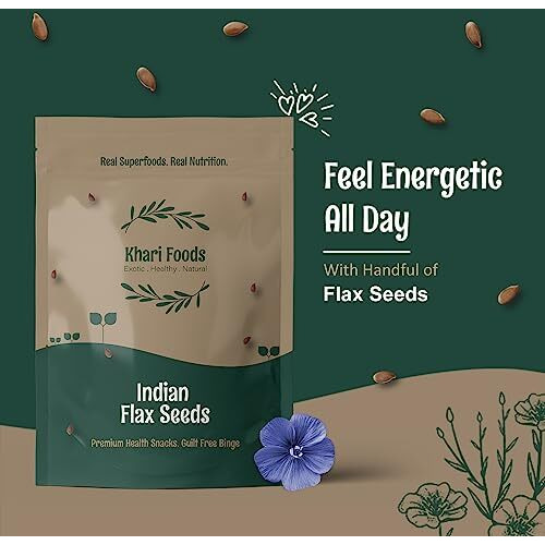 Khari Foods Organic Flax Seeds 1kg, Fat Loss, Omega 3 & Anti-oxidants Rich, Gluten Free