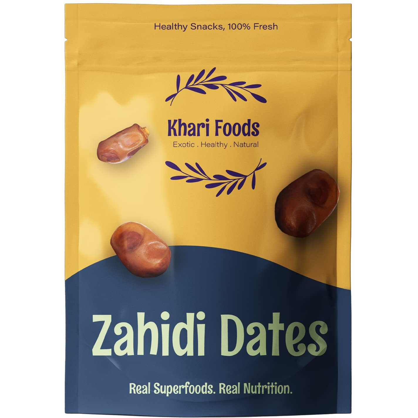 Khari Foods Premium Dried Zahidi Brown Dates, Khajur / Khajoor Dry Fruits, Energy Booster, High Fibre, Healthy Snacks (500g)
