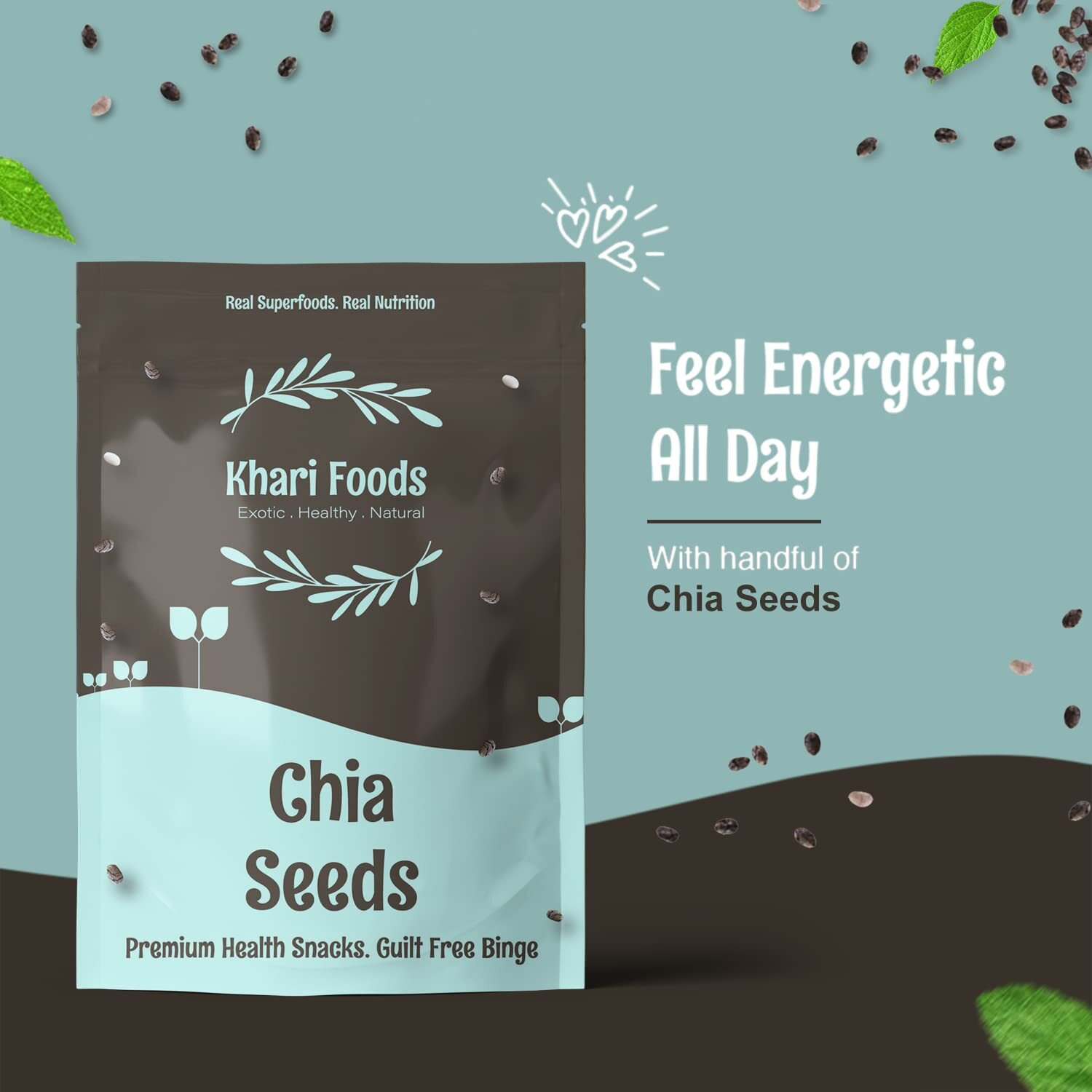 Khari Foods Chia Seeds For Weight Loss, Rich in Calcium Protein Fibre, Healthy Seeds for Eating, Diet Food (Chia Seeds, 400g)