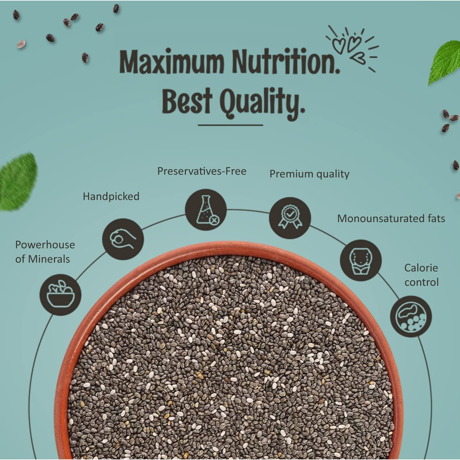 Khari Foods Chia Seeds For Weight Loss, Rich in Calcium Protein Fibre, Healthy Seeds for Eating, Diet Food (Chia Seeds, 400g)
