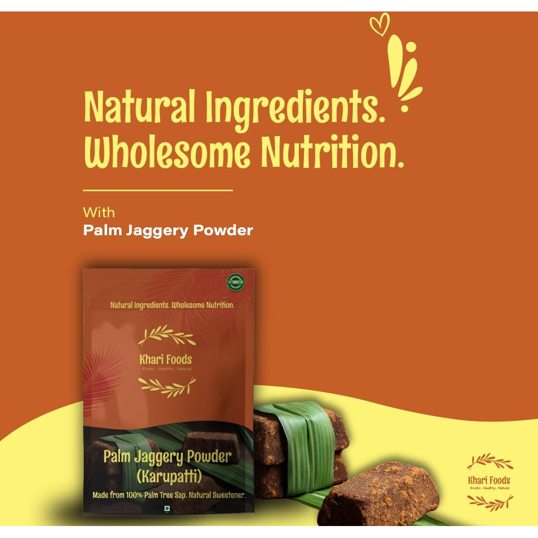Khari Foods Pure Organic Jaggery Powder, Gur Powder/Shakkar, No Preservatives Guaranteed (Palm Jaggery 400g)
