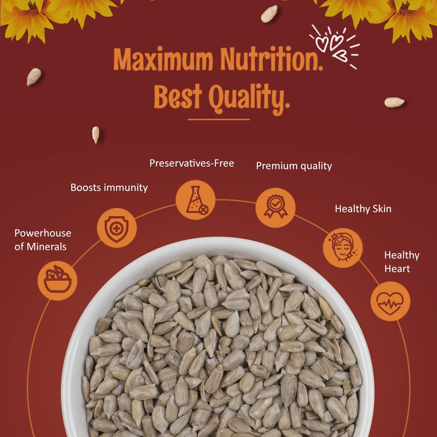 Khari Foods Premium Sunflower Seeds, High Fibre Seeds for Eating, Energy Healthy Snacking, Preservative Free (400g)