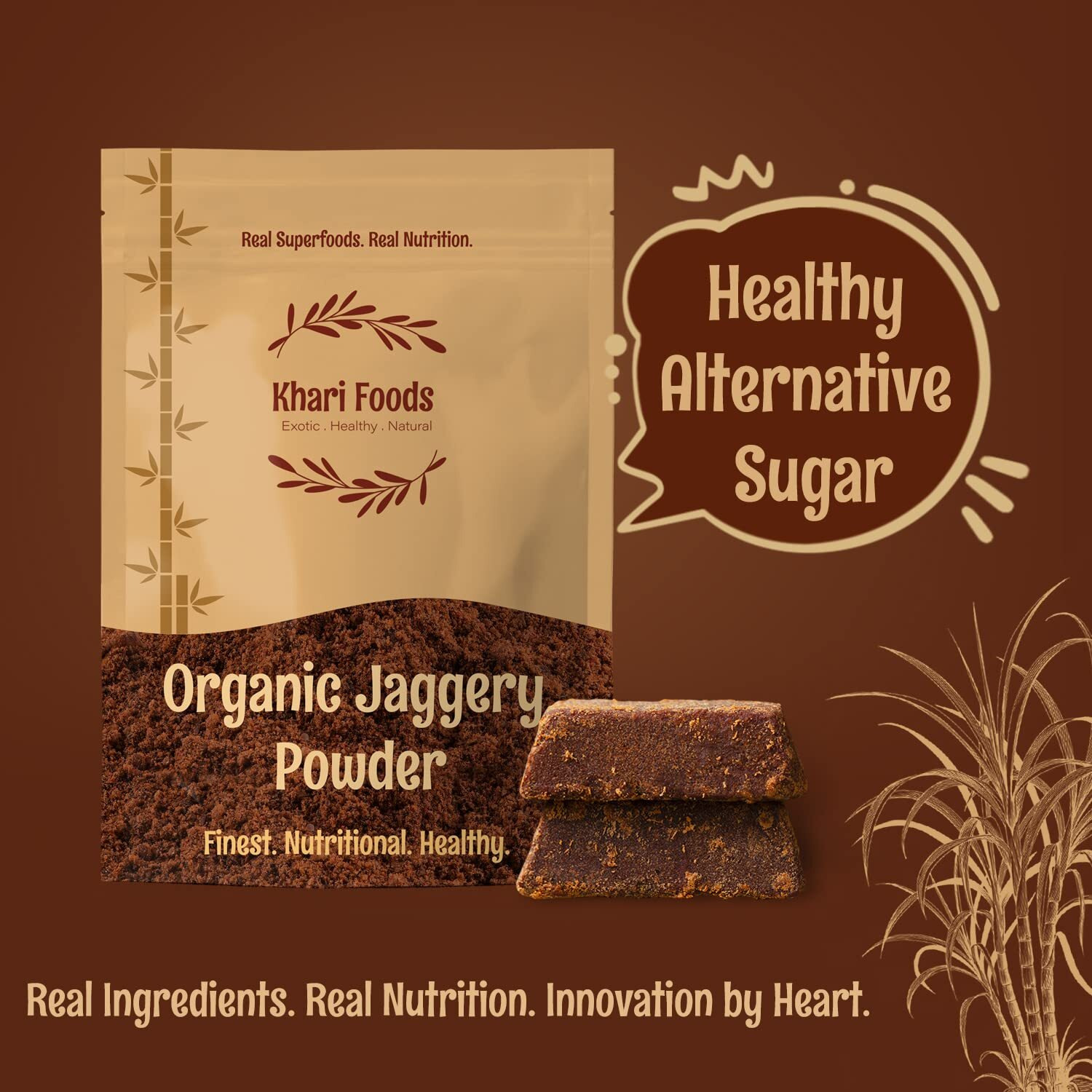 Khari Foods Pure Organic Jaggery Powder, Gur Powder/Shakkar, No Preservatives Guaranteed (5kg)
