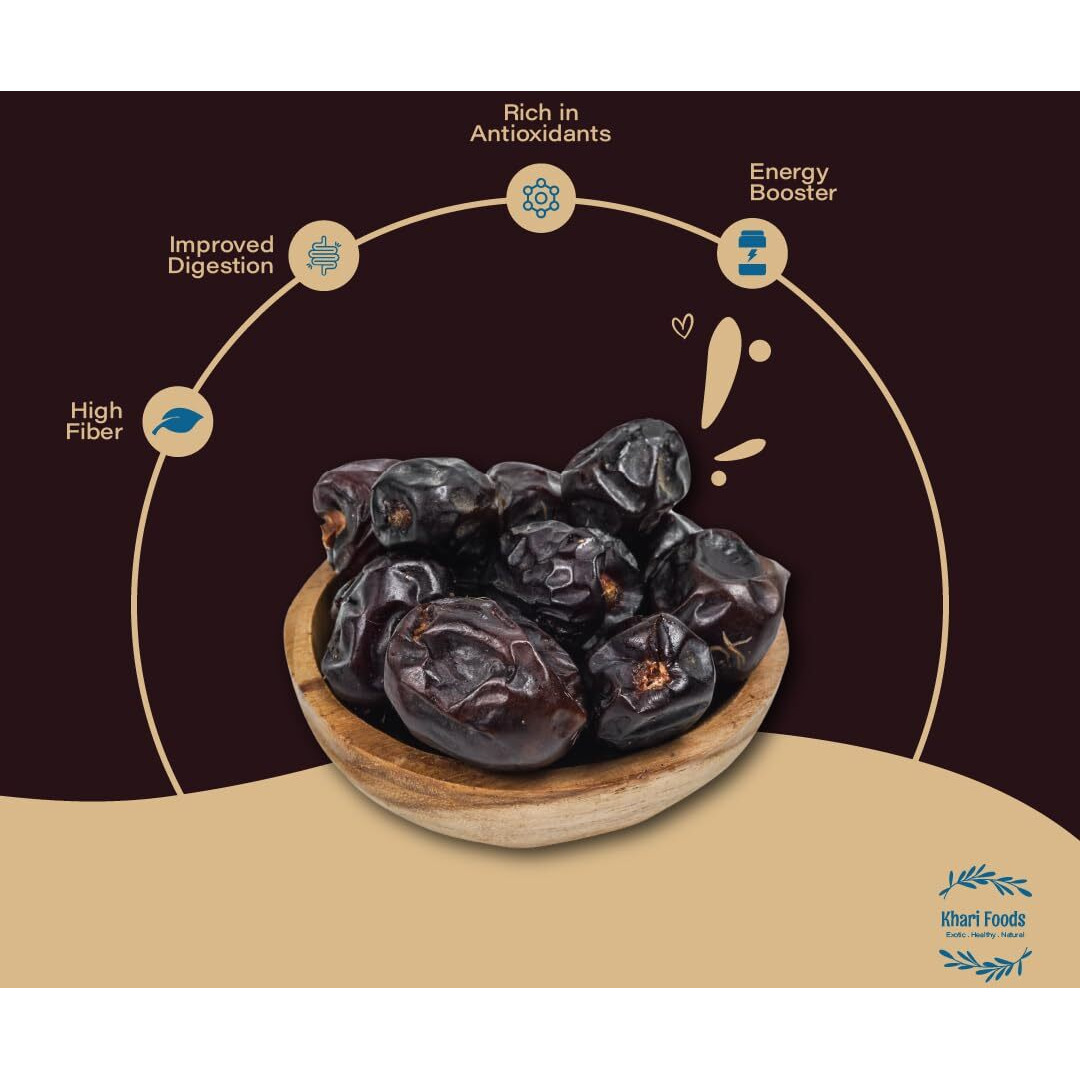 Khari Foods Premium Black Royal Dates 400g, High Fibre, Soft Natural Khajur/khajoor, Energy Booster, Sugar Free, No Preservatives, Clean Health Snacks