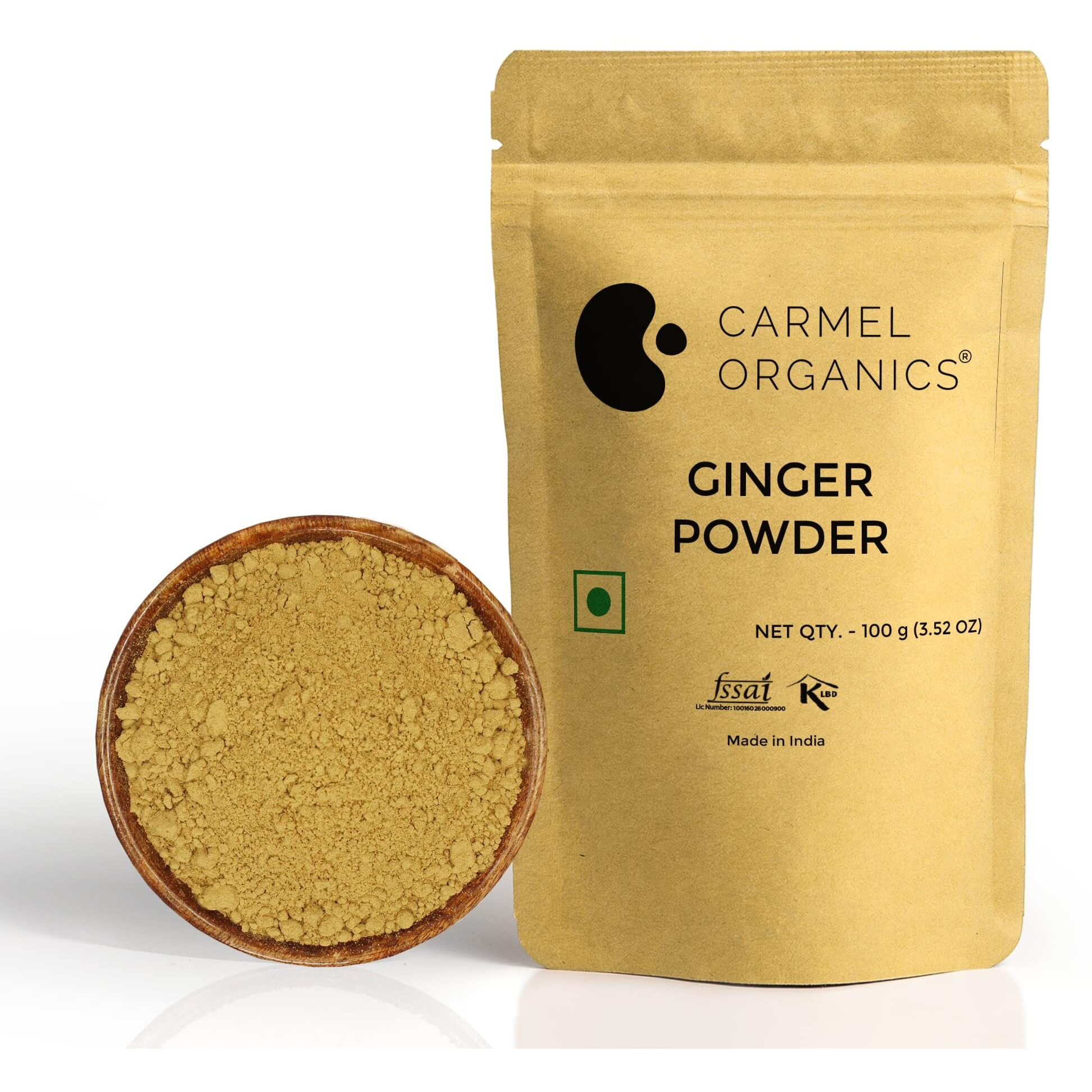 CARMEL ORGANICS Ginger Root Powder (100 Grams)| Zingiber officinale | NON-GMO | No Added Preservatives | Sukku Podi | Dry Sonth/Adrak Powder for Cooking and Health