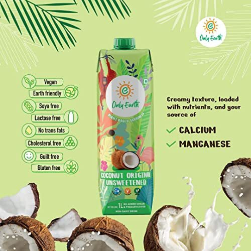 Only Earth Coconut Drink | Best for Coffee, Tea, Cereals, Shakes or As Is | 40% Coconut Water + 59% Coconut Milk | | Dairy Free | Unsweetened | Plant-Based | Source of Calcium | Preservatives Free | No Added Sugar | No Trans-Fat |Thai Coconuts