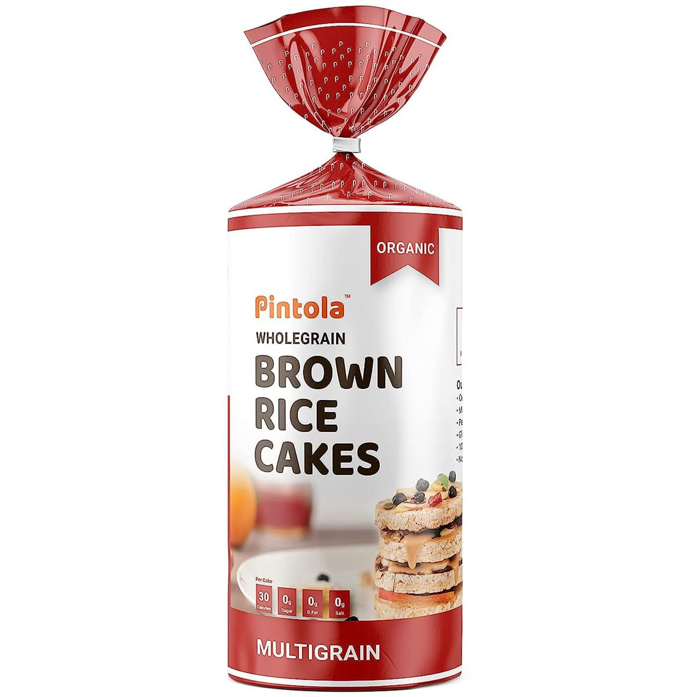 Pintola Organic Wholegrain Brown Rice Cakes Combo Pack (All Natural) (Multigrain and Unsalted) (130 g x 2)