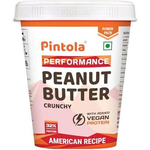 Pintola American Recipe Performance Series Peanut Butter (Crunchy) - 510g | Vegan Protein | 32% Protein | High Protein & Fiber