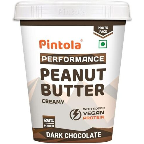 Pintola Plant Protein Peanut Butter Dark Chocolate Creamy 510g, 26% High Protein, 5g Fiber, Vegan Protein, Gluten Free, Zero Trans Fat, Nut Butter, Bread Snacks