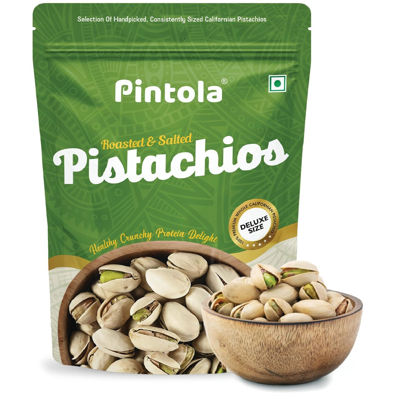 Pintola Roasted & Salted Pistachios Inshell 200g | Made With Premium Whole Californian Pistachio | Perfectly Roasted & Crunchy | Rich In Antioxidants | High In Fiber | No Trans Fat | Gluten Free