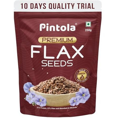 Pintola Premium Flax Seeds 250g | Rich In Omega 3 Fatty Acids | High In Protein,Fiber,Magnesium & Copper | Loaded With Minerals | 100% Natural | Non GMO | Energy Booster | Aids Weight Management