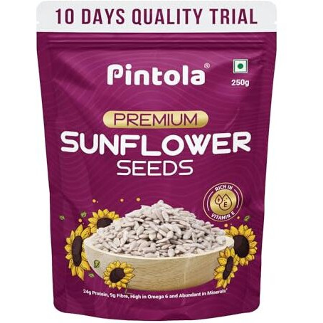 Pintola Premium Sunflower Seeds 250g | Rich In Omega 6 & Vitamin E | High In Protein,Fiber,Magnesium & Copper | Energy Booster With No Preservatives | Rich In Antioxidants