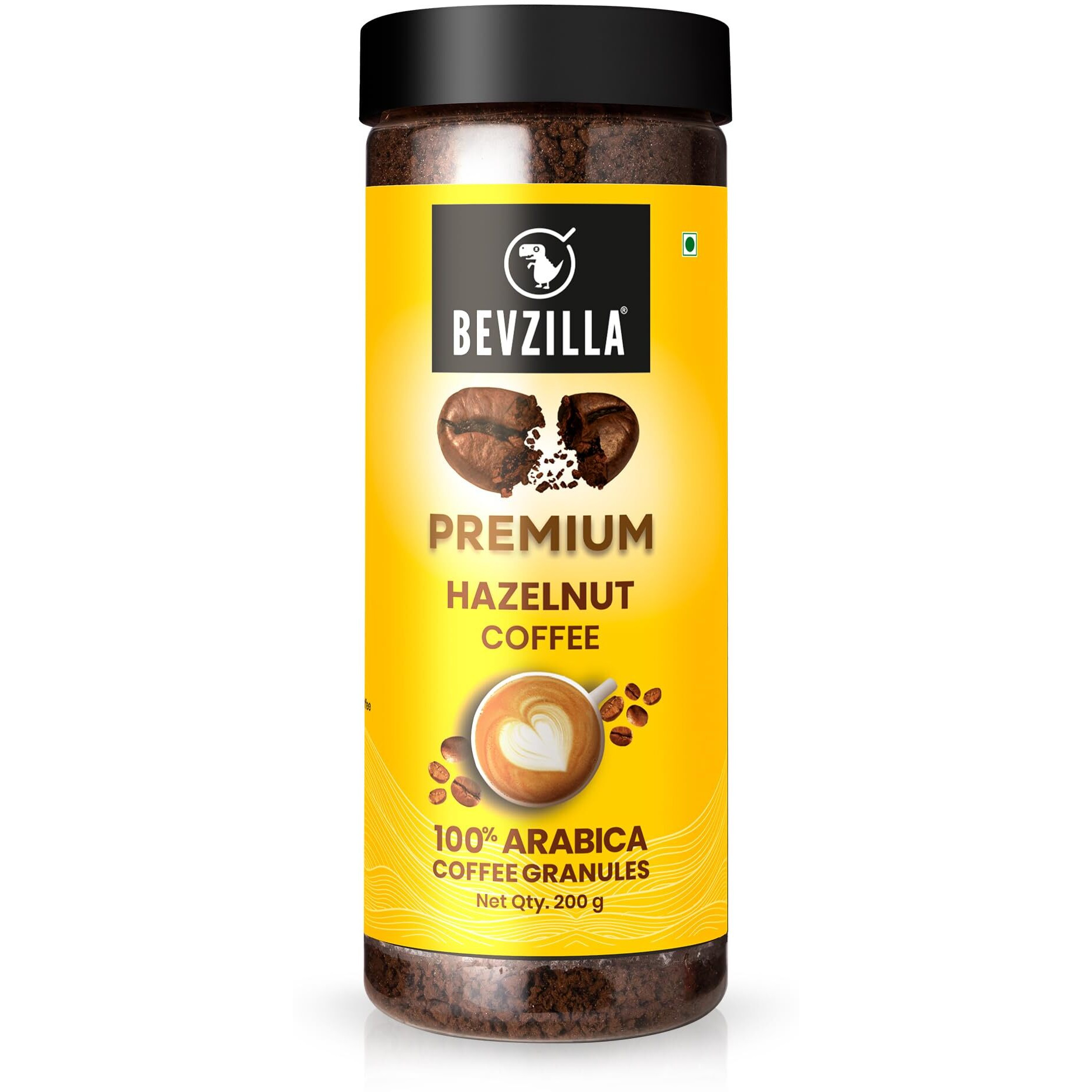 Bevzilla 200 Gram Instant (Hazelnut) Coffee Powder | Make 100 Cups | 100% Arabica| Strong Coffee| Espresso, Latte & Cappuccino | Hot & Cold Coffee | Unbreakable Jar