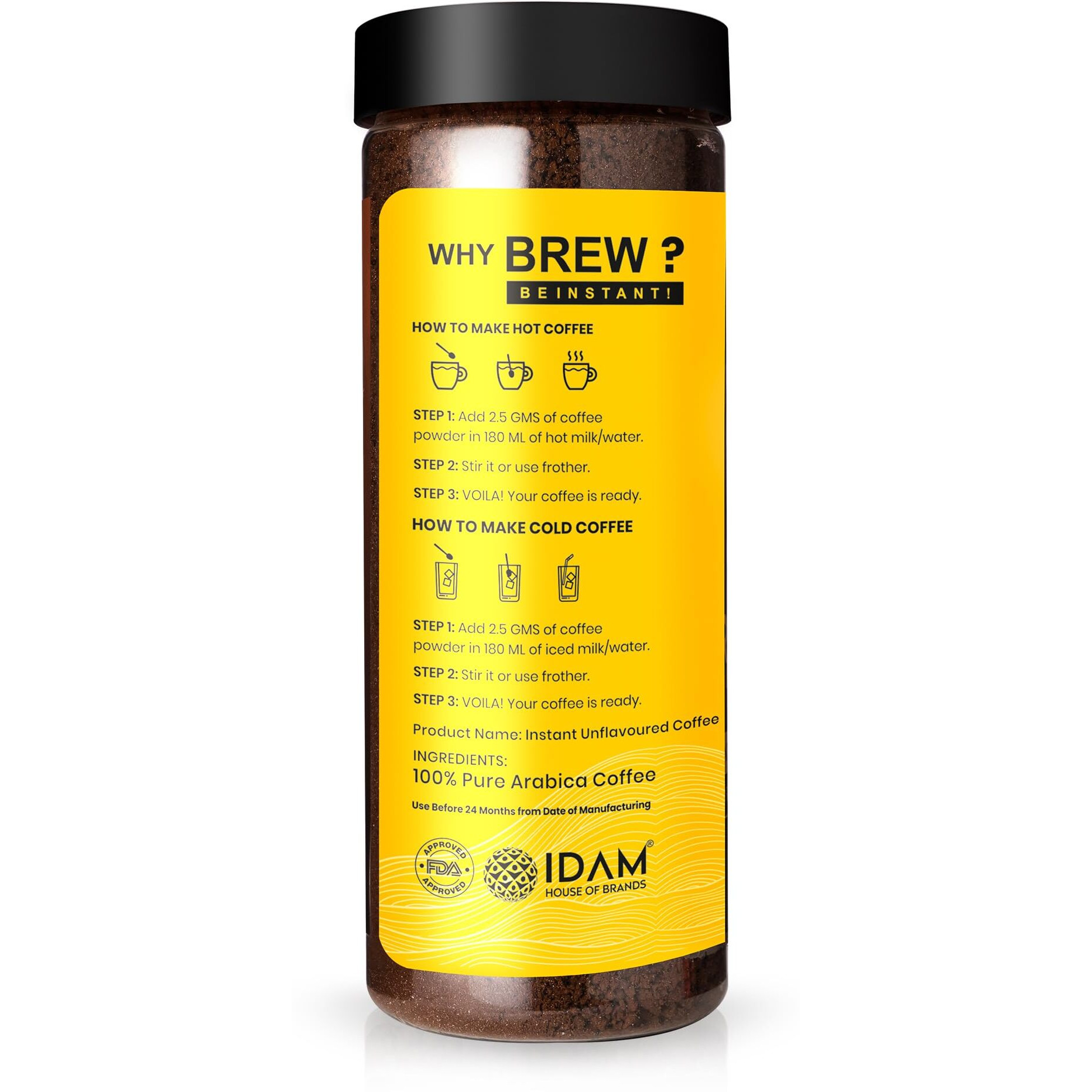 Bevzilla 200 Gram Instant (Hazelnut) Coffee Powder | Make 100 Cups | 100% Arabica| Strong Coffee| Espresso, Latte & Cappuccino | Hot & Cold Coffee | Unbreakable Jar
