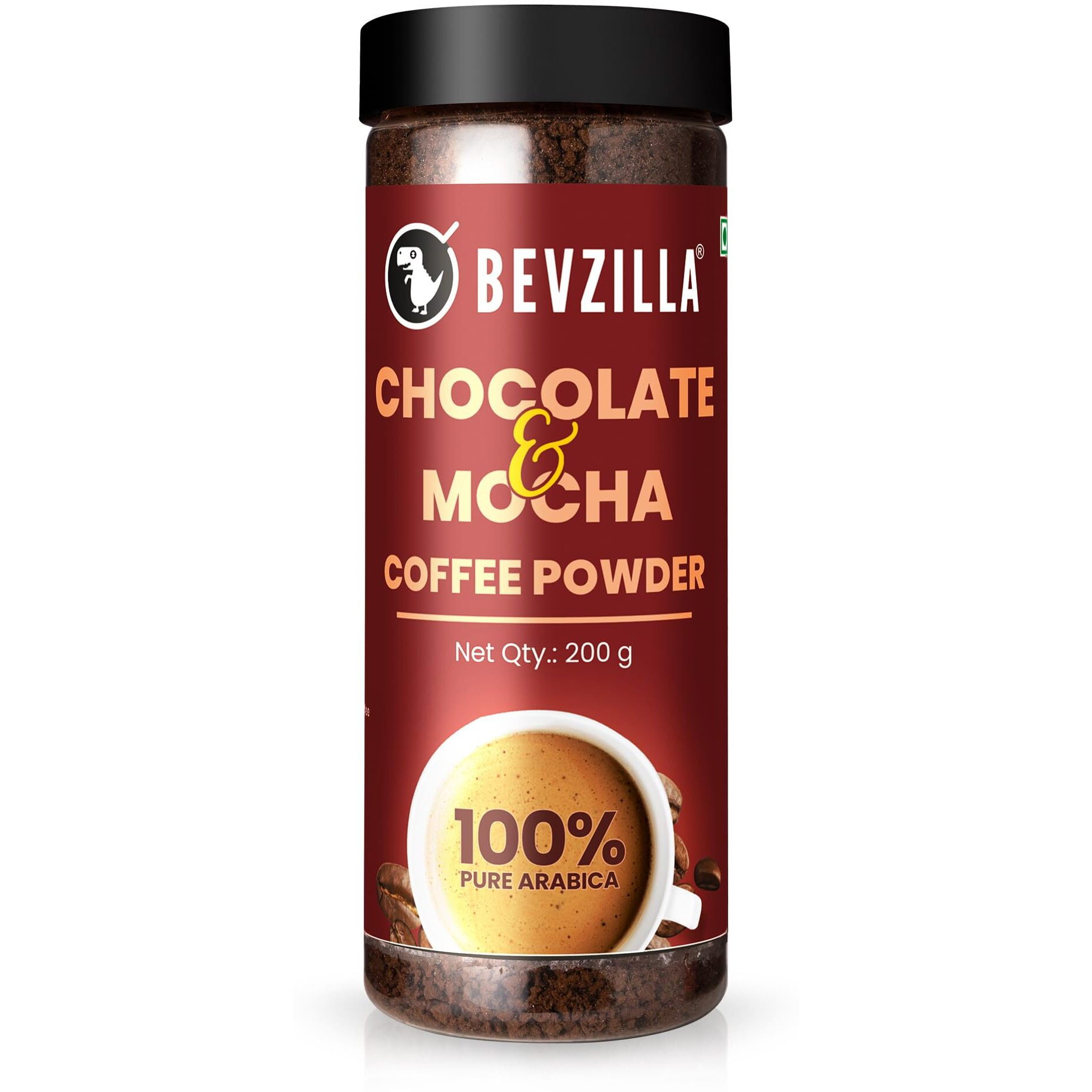 Bevzilla 200 Gram Instant (Choco-Mocha) Coffee Powder | Make 100 Cups | 100% Arabica |Strong Coffee| Classic Coffee| Espresso, Latte & Cappuccino | Hot & Cold Coffee | Unbreakable Jar
