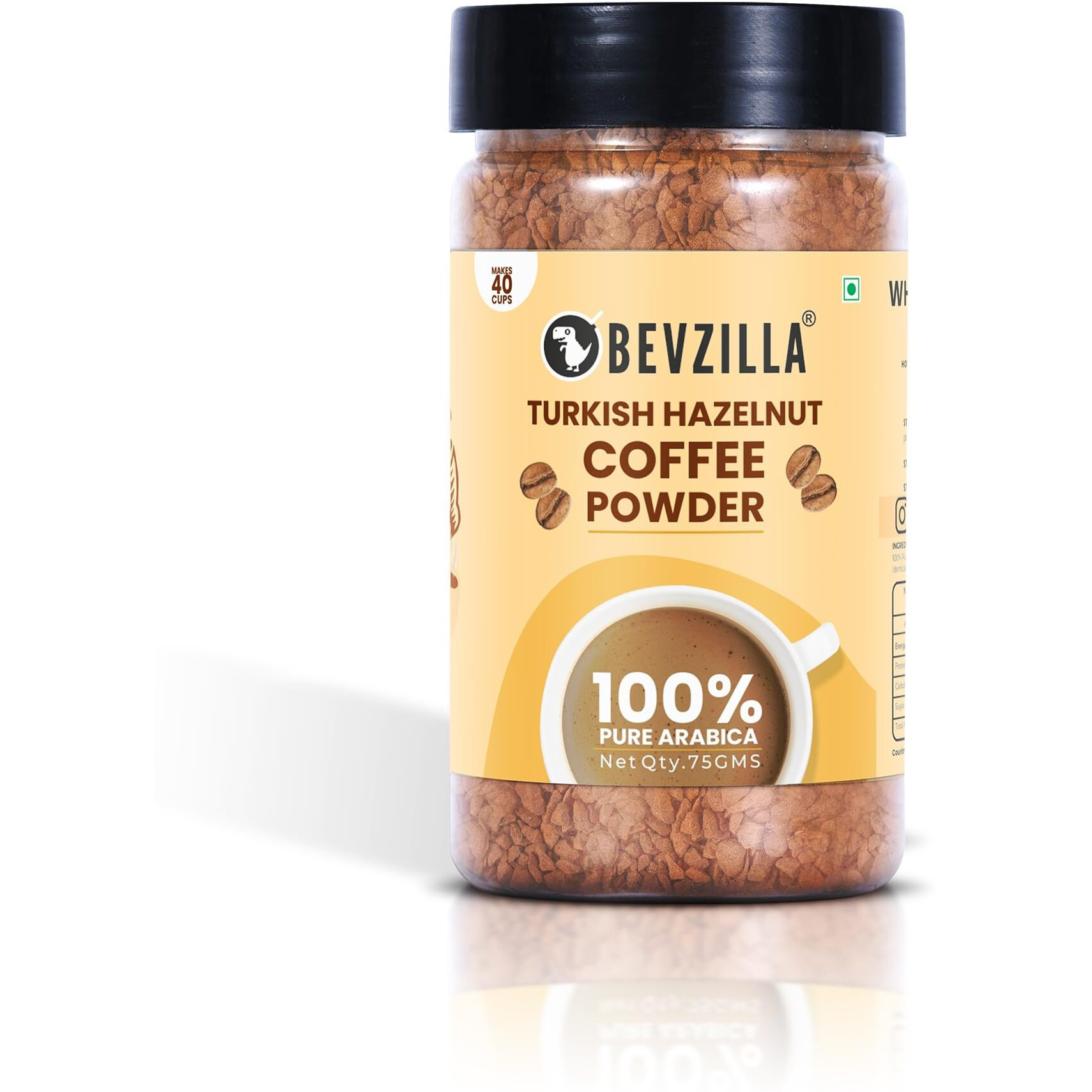 Bevzilla 75 Grams X 4 Flavoured Instant Coffee Powder Pack of Colombian Gold, Turkish Hazelnut, French Vanilla & English Butterscotch | 75 Gms Each | Bottle| Premium Arabica Instant Coffee