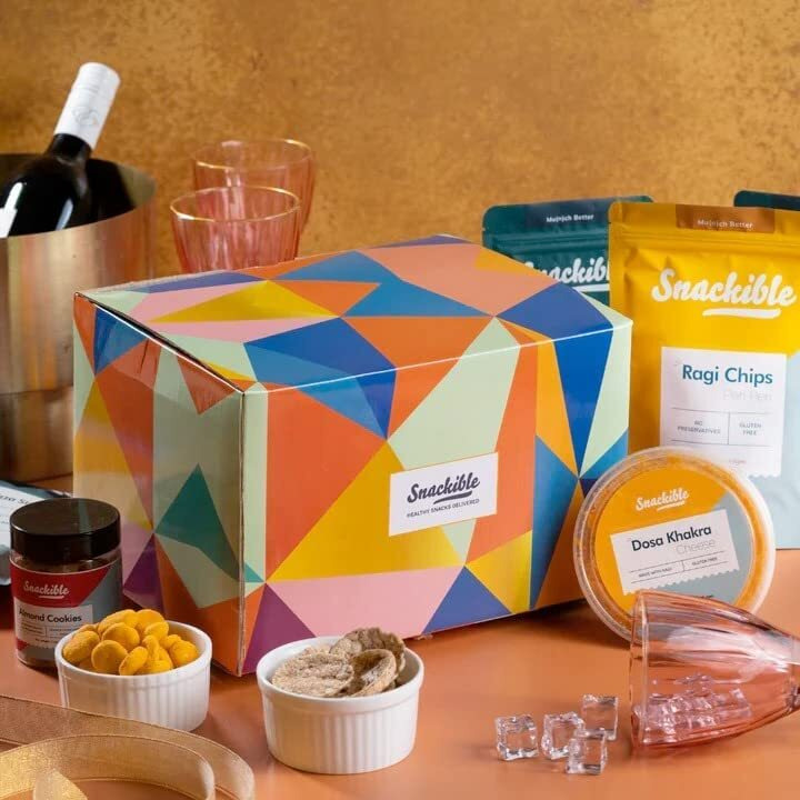 Snackible Birthday Gift Box | Box of 12 Healthy Snacks | Not Fried | No Maida | Rich in Protein & Fibre | Healthy Gifting Option | Sweet & Savoury Snacks
