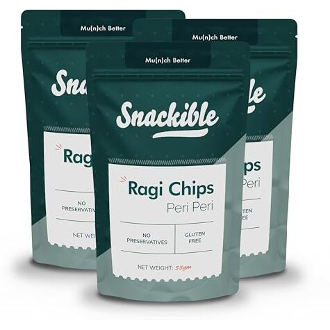 HONMICON Snackible MU(N) CH BETTER Peri Peri Ragi Chips-55Gm (Pack Of 3)