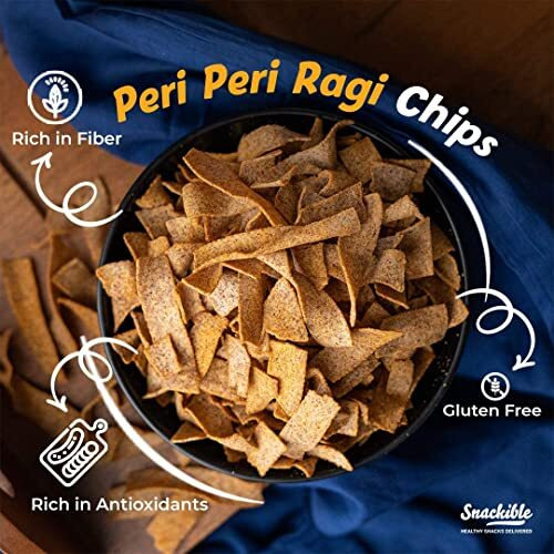 HONMICON Snackible MU(N) CH BETTER Peri Peri Ragi Chips-55Gm (Pack Of 3)