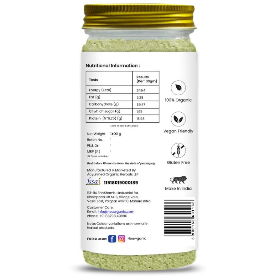 Neuwganic - Organic Mint Leaf Powder - Pudina Powder - India Organic and Usda Organic Certified - Ideal for Cooking, Seasoning & Cosmetics Use - 200 Gm Pack of 1