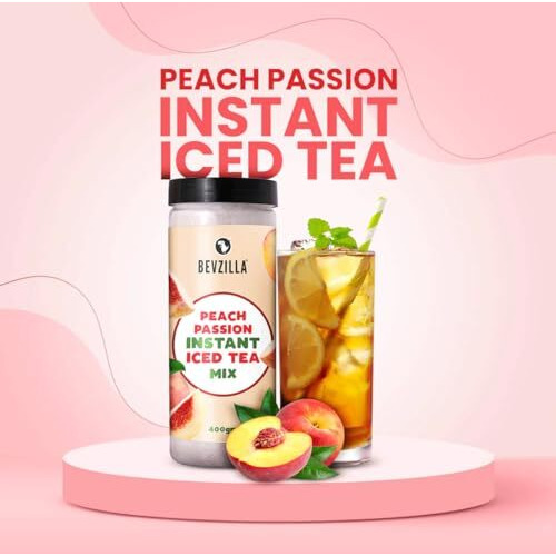 Bevzilla Peach Passion Instant Iced Tea Mix - 400 Grams | Perfect For Summers| Refreshing| Instant