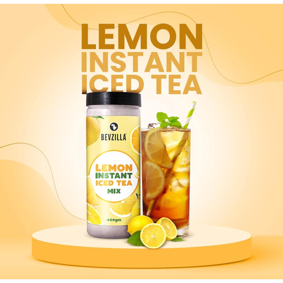 Bevzilla Lemon Instant Iced tea Mix - 400 Grams | Perfect For Summers| Refreshing| Instant