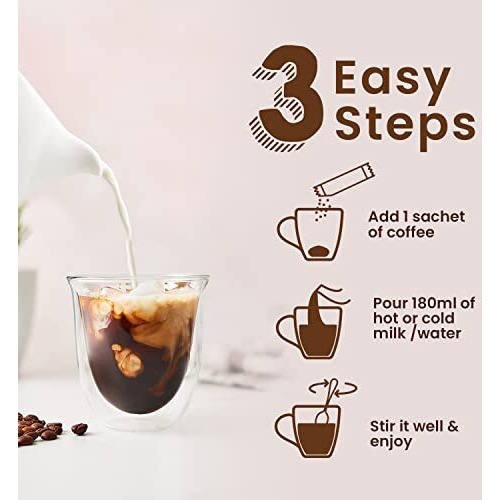 Bevzilla 96 Instant Coffee Powder Sachets(4 Flavours) - 2 Gram Each Sachet| Turkish Hazelnut, Colombian Gold, French Vanilla & English Butterscotch | 24 Sachets Each Flavour| Hot & Cold Coffee| Makes 96 Cups| 100 % Arabica Coffee| Strong Coffee| Easy To Carry| Best Coffee| Espresso, Latte, Cappuccino
