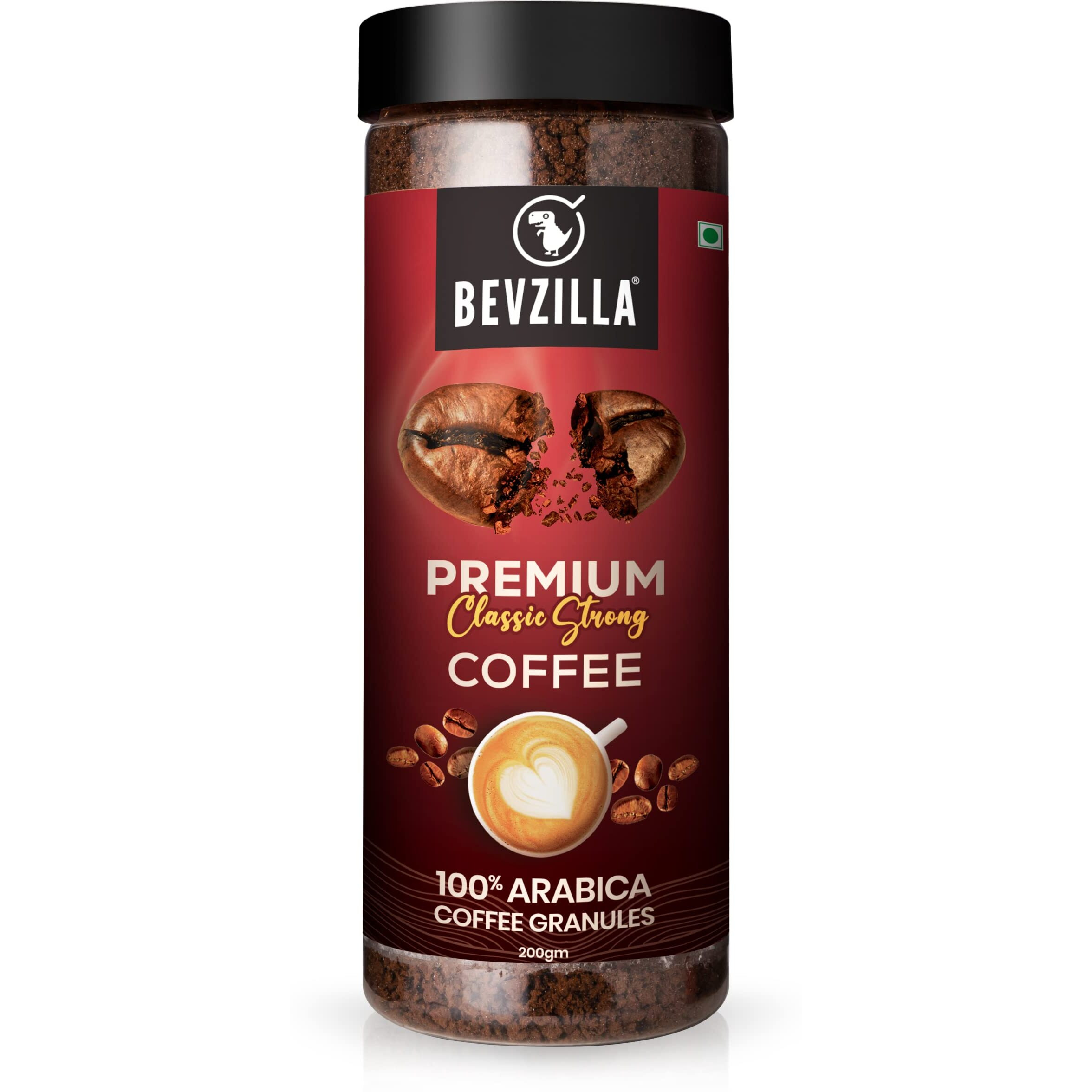 Bevzilla 200 Gram 100% Arabica Instant Classic Strong Coffee Powder | Make 100 Cups | Strong Coffee| Classic Coffee| Espresso, Latte & Cappucino| Hot & Cold Coffee | Unbreakable Jar