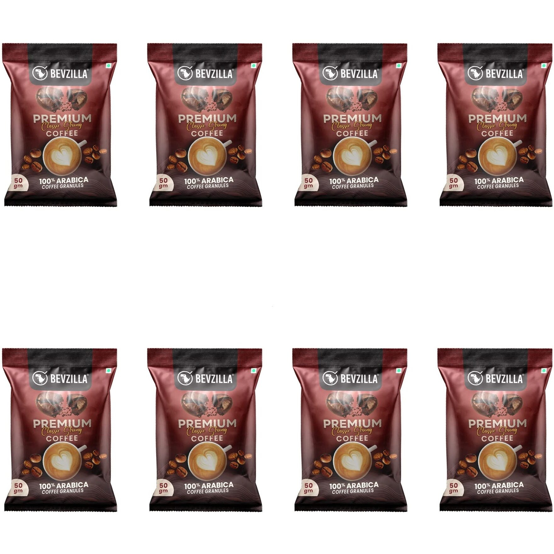 Bevzilla 400 Grams (50 Gm X 8 Bags) Classic Strong Coffee Powder | Make 200 Cups| Buy 4 Get 4 Free (50 Gm X 8 Coffee Pouches) | Strong Coffee| Classic Coffee| Espresso, Latte & Cappuccino| Hot & Cold Coffee