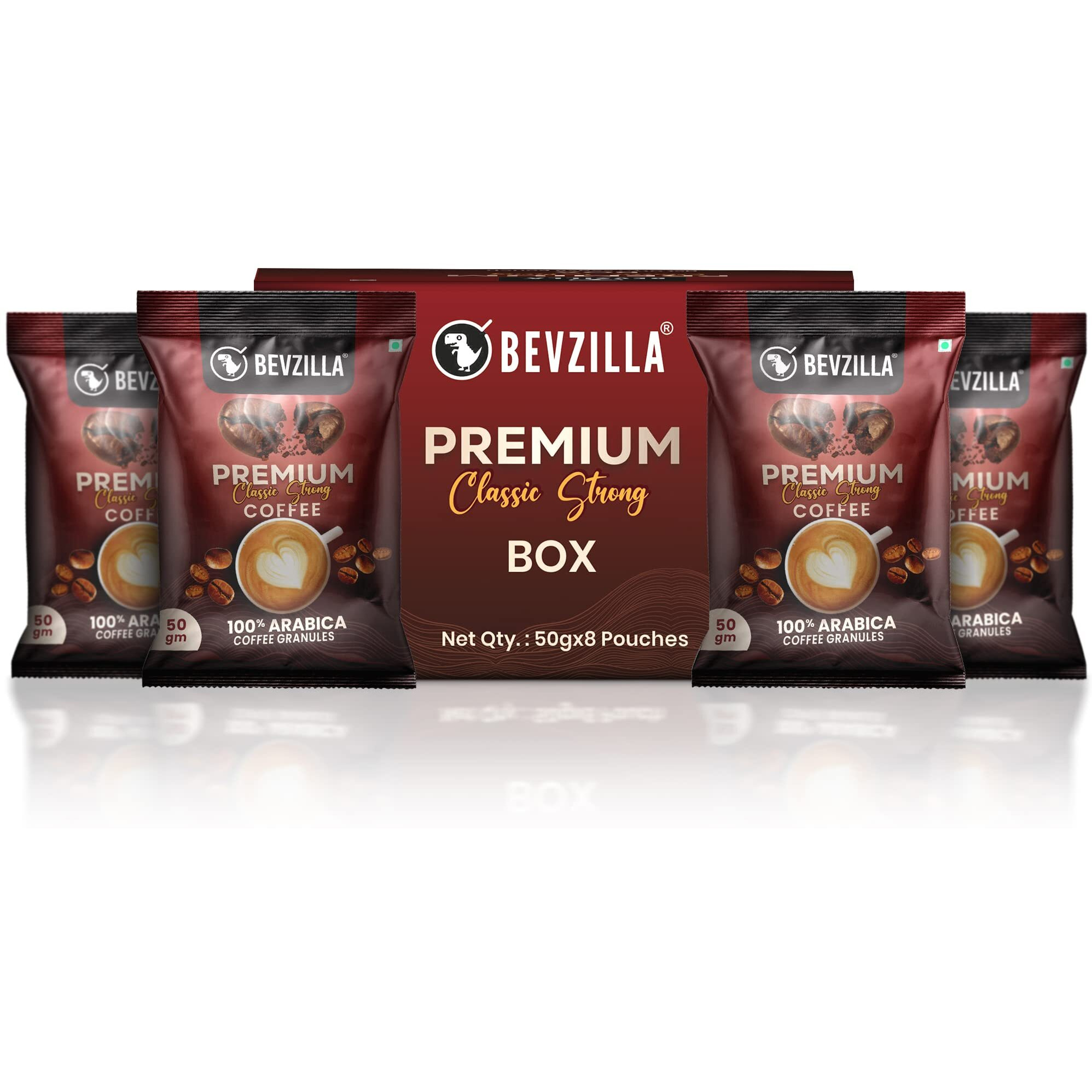 Bevzilla 400 Grams (50 Gm X 8 Bags) Classic Strong Coffee Powder | Make 200 Cups| Buy 4 Get 4 Free (50 Gm X 8 Coffee Pouches) | Strong Coffee| Classic Coffee| Espresso, Latte & Cappuccino| Hot & Cold Coffee
