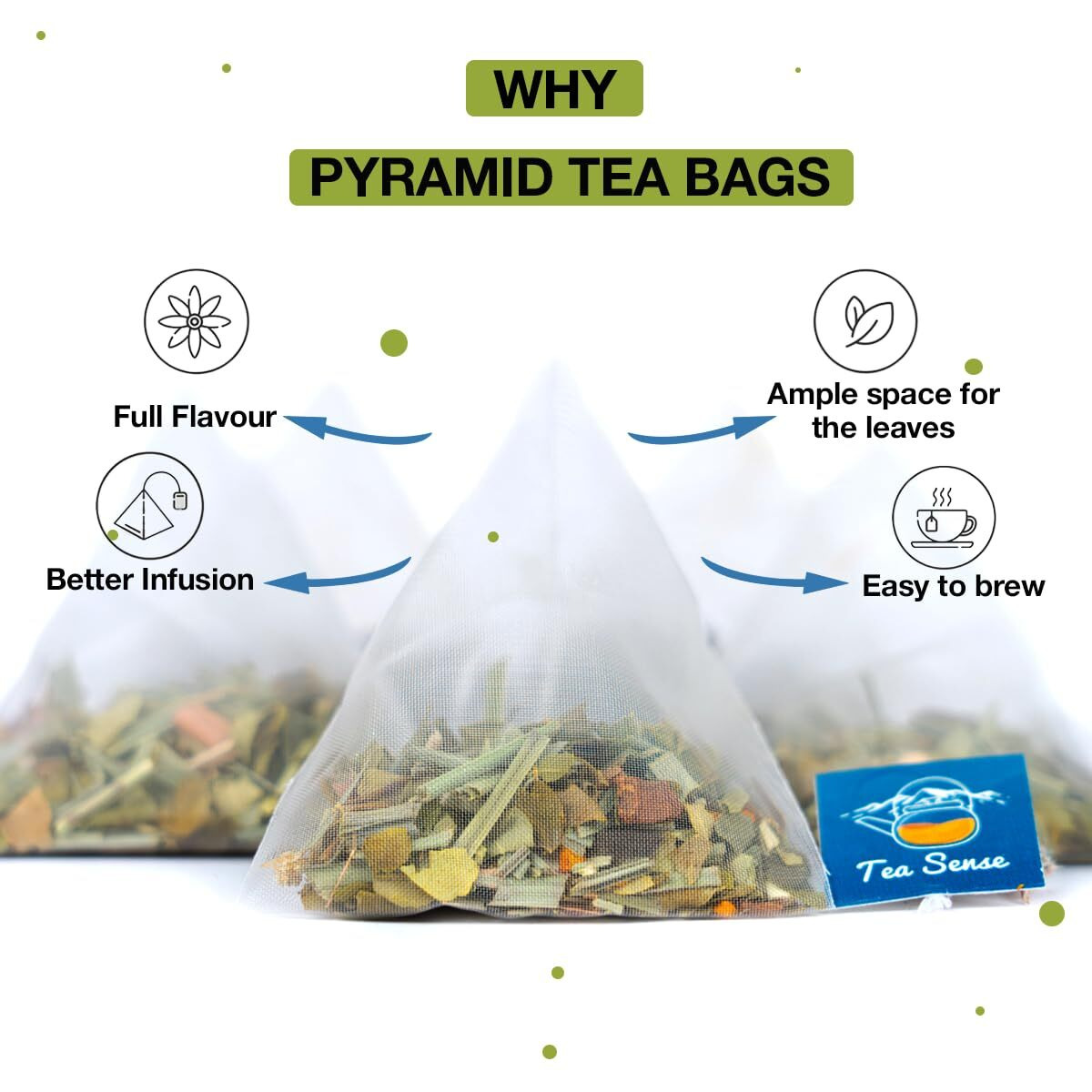 Tea Sense Lemongrass Masala Chai | 15 Pc Pyramid Tea Bags | Zesty Spicy Blend | Ginger, Cardamom, Clove, Cinnamon, Nutmeg, Black Pepper | Healthy Light 200 Gram