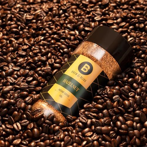 Brew & Bliss Hazelnut Coffee | 100g | Flavored Instant Coffee | 100% Authentic Coffee Powder for Hot & Cold Coffee | Serves Cafe Style Coffee Upto 50 Cups