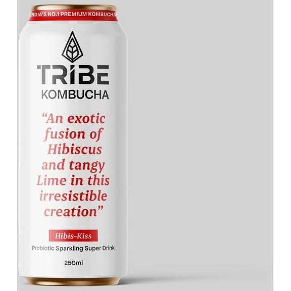 Tribe Kombucha Naturally Sparkling Probiotic Super Drink| Hibiscus & Lemon | Gut Friendly | Gluten free | Immunity Booster | Antioxidant and Hydration | Hibiscus | 250 ML (Hibiscus, 6)