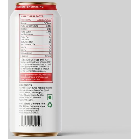 Tribe Kombucha Naturally Sparkling Probiotic Super Drink| Hibiscus & Lemon | Gut Friendly | Gluten free | Immunity Booster | Antioxidant and Hydration | Hibiscus | 250 ML (Hibiscus, 6)